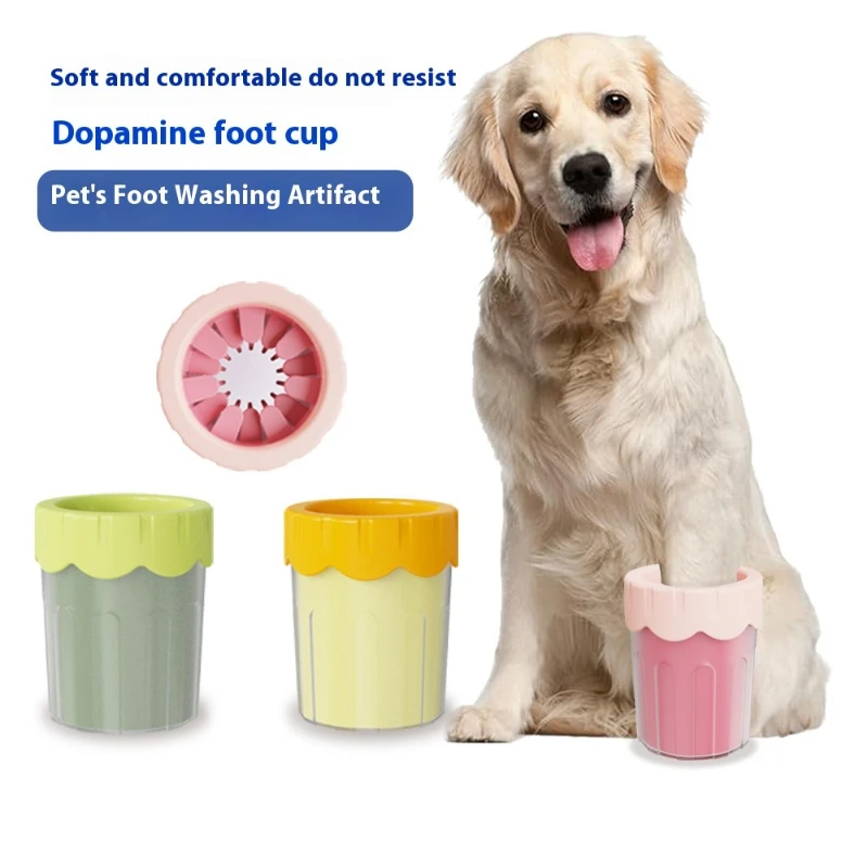 

2 Pieces Silicone Pet Paw Cleaner - Manual Foot Washing Cup for Dogs & Cats, Portable Paw Cleaning Tool with Massage Bristles