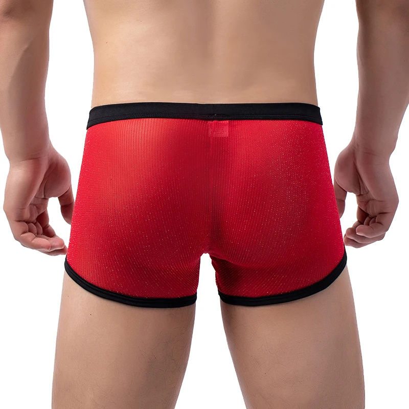 Mens See Through Underwear Ultra-thin Boxer Shorts Male Sexy Mesh Seamless Panties Boxers