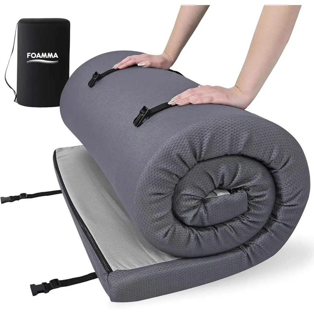 

Compact High-Density Roll-Up Mattress with Waterproof Zipper Cover, Ideal for Camping, RV, Tent, and Dormitory Use, Certified Fo