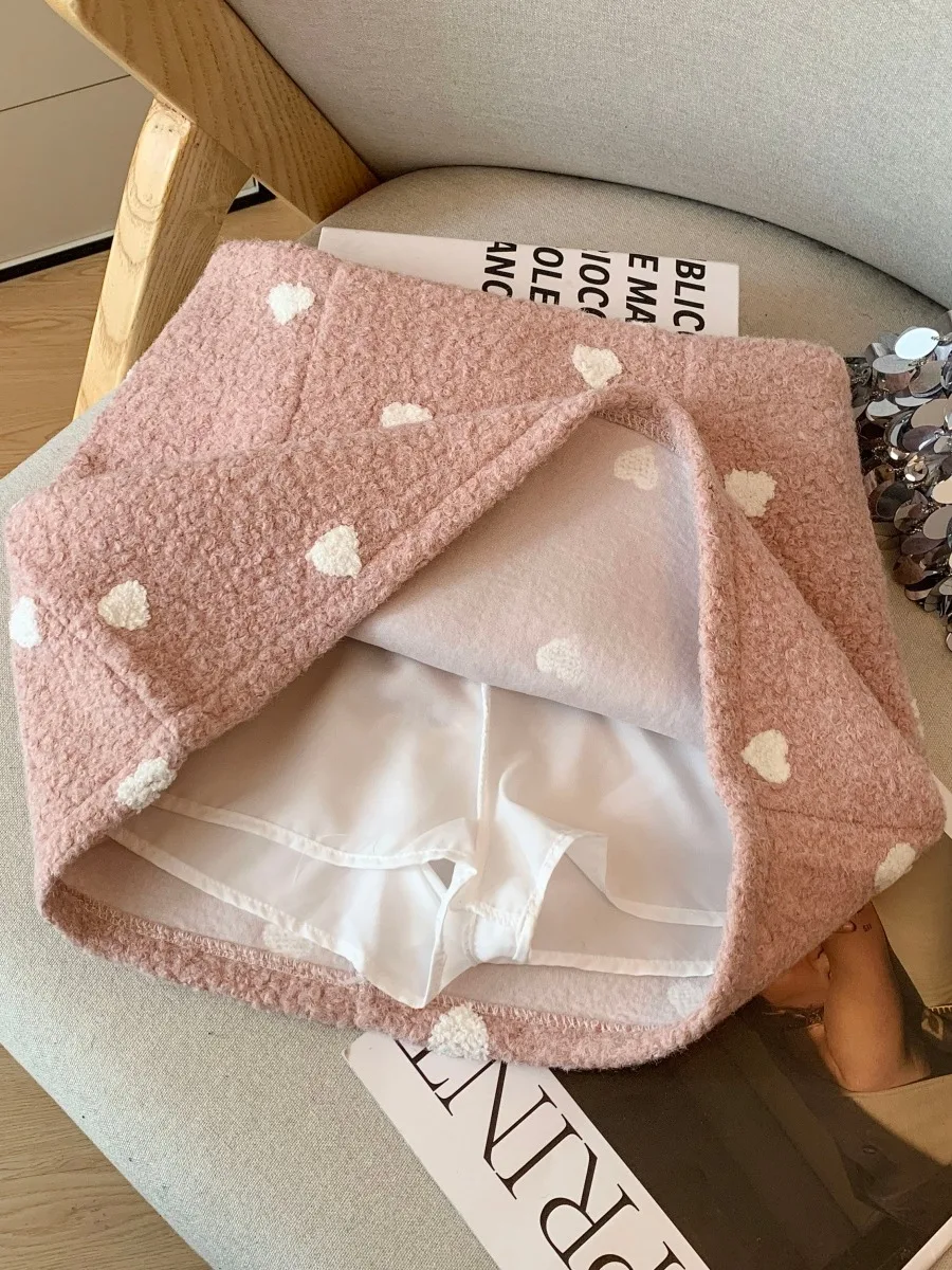 ホワイトラムファーポルカドットオルトスカート女性の秋冬新作Sle超美しいThienedラップアラウンドスカート韓国Sle