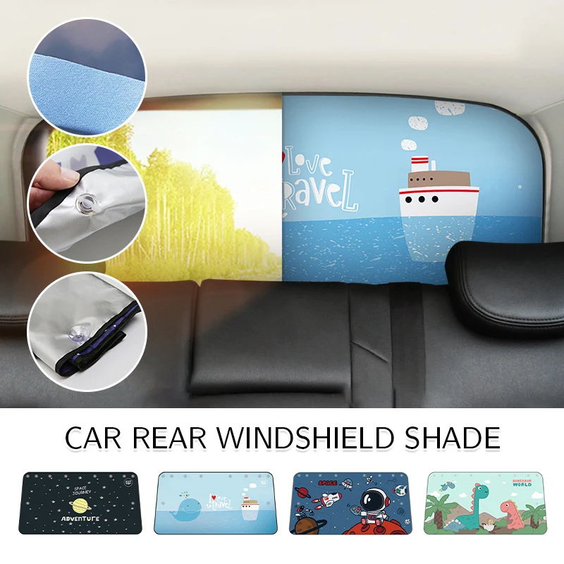 

Car Rear Sun Shade Vehicle Shield Visor Cartoon Curtains Car Rear Window Sunshade Protection Heat Insulation Shading Cloth