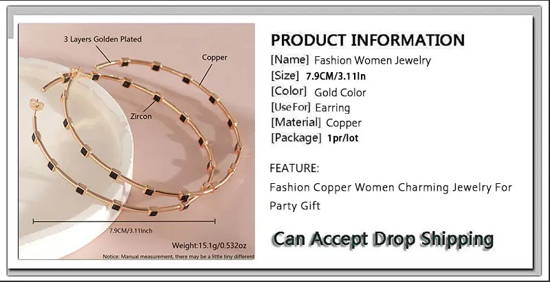 MHS.SUN Modische, mit Zirkon eingelegte, große runde Creolen für Damen, vergoldet, übertriebene große Ohrringe, Party-Schmuck, Geschenke – Detail 24