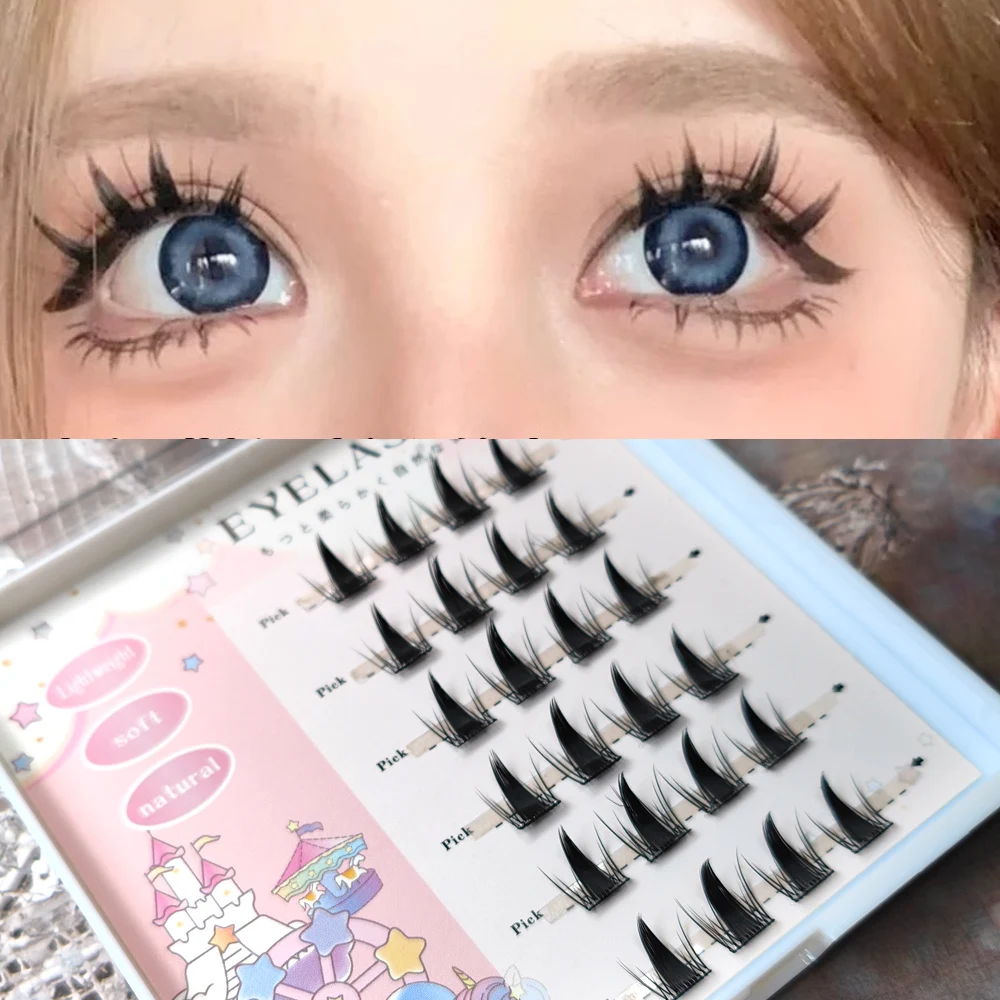 No Glue Need Individual False Eyelashes Self Adhesive Eyelash Cluster Reusable Eye Lashes Extension Devil Natural Handmade Thick