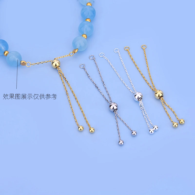 925 Sterling Silver Adjustable Silicone Bead Tassel Cross Chain Extension Chain All-Match Simple Jewelry DIY Accessories