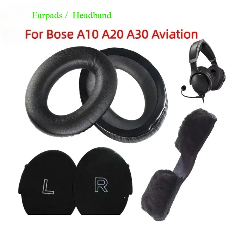 Replacement Headband Repair for BOSE Aviation Headset A10 A20 A30 Heaphones PU and Soft Memory Foam Top Head Band and Ear Pad