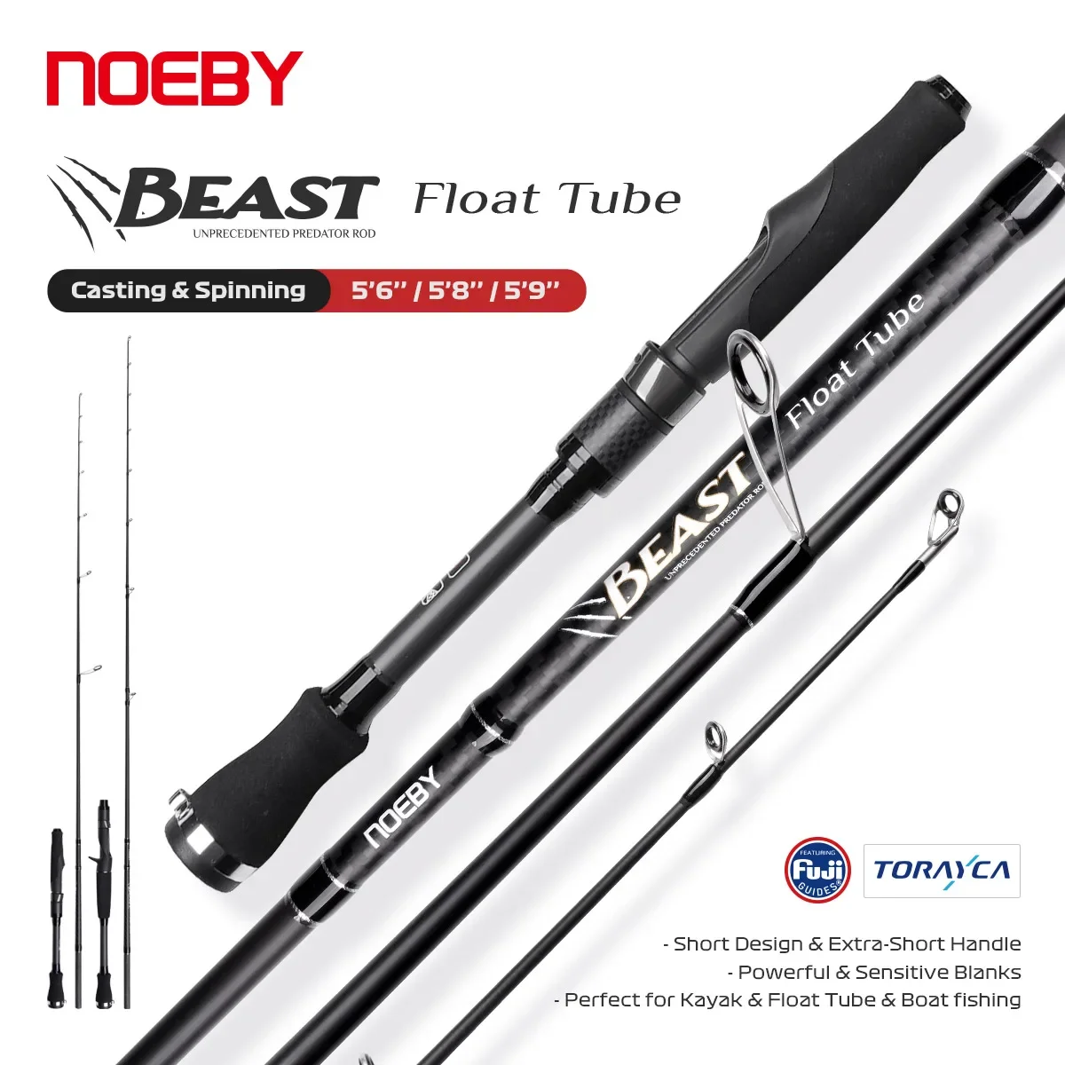 noeby beast float tube pike fishing rod fuji toray boat casting spinning catfish caiaque predador 168 m 172 m 175 m 01