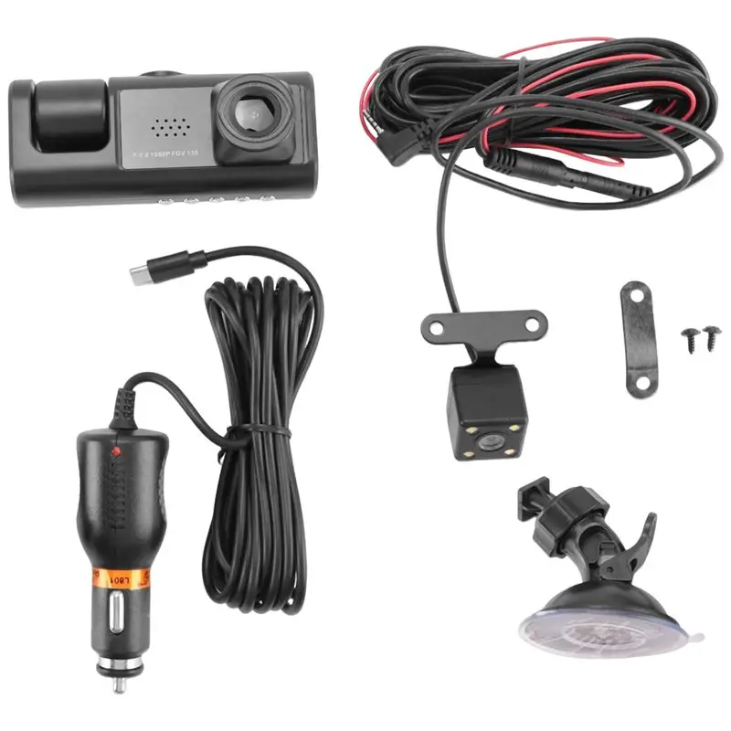 

Firmly 2X 3 Camera Lens Car DVR 3-Channel Dash Cam HD 1080P Front And Rear Inside Dashcam Video Recorder Night Vision