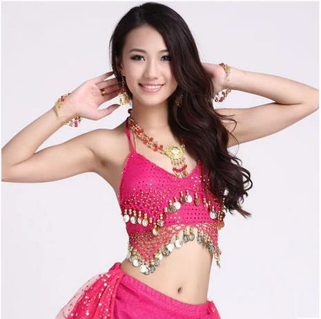 New arrival mesh gold coins belly dance top momen sleeveless belly dance body tops sexy top 10 colors