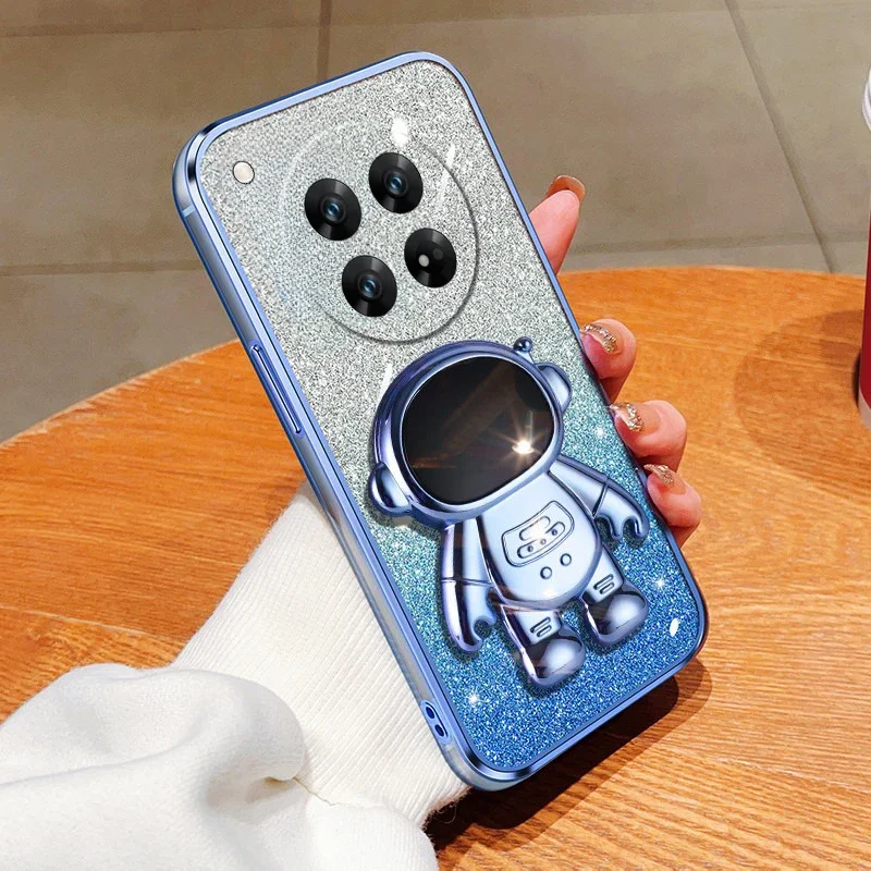 

Luxury Plating Gradual Astronaut Holder Phone Case For Redmi 14C 14 redmi 14c 4g Stand Cover On Xiaomi Poco C75 4G c75 poco 75