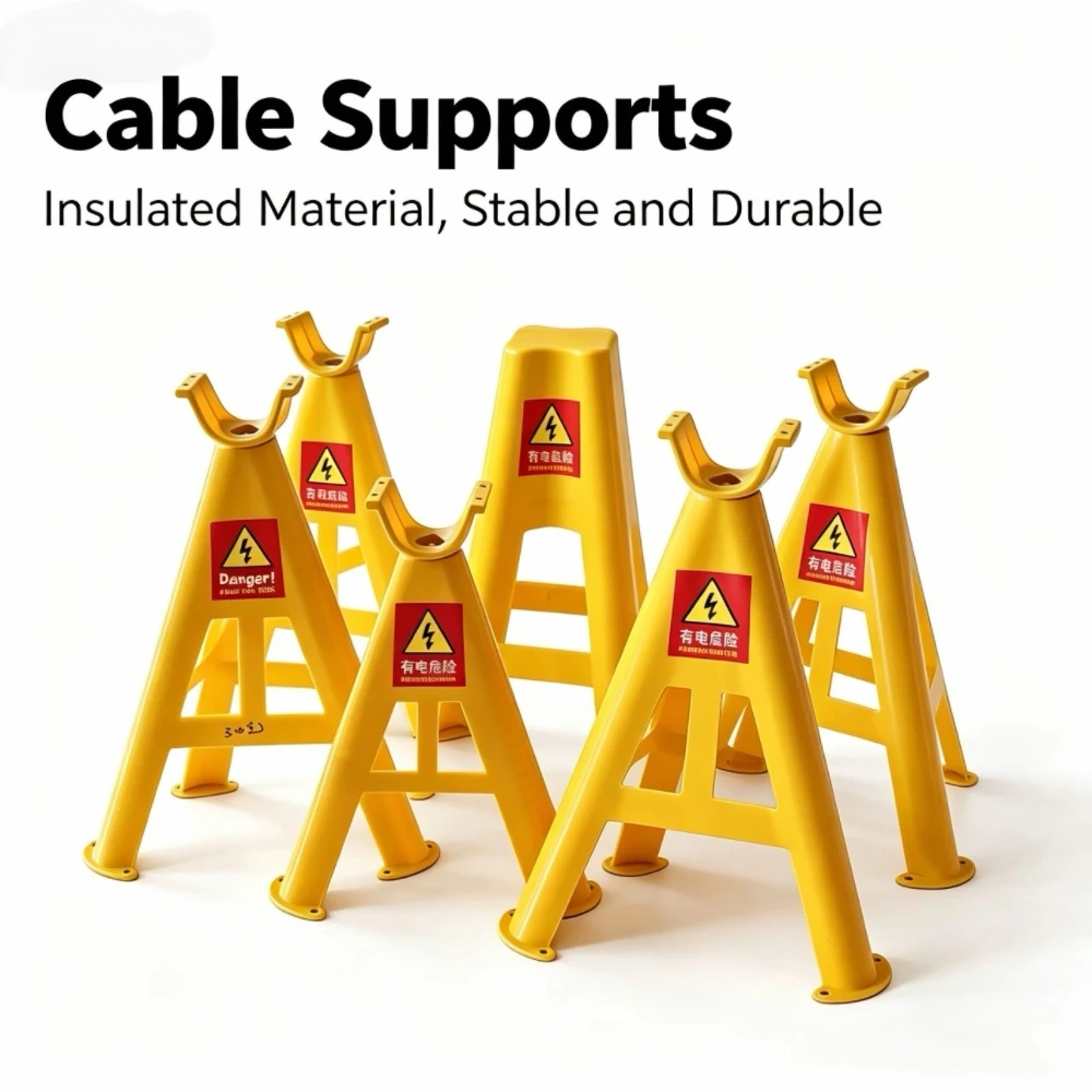 Durable Yellow PE Cable Triangle Support Bracket Buckle Type Reflective Rechargeable Battery Operated Safety Warning Management