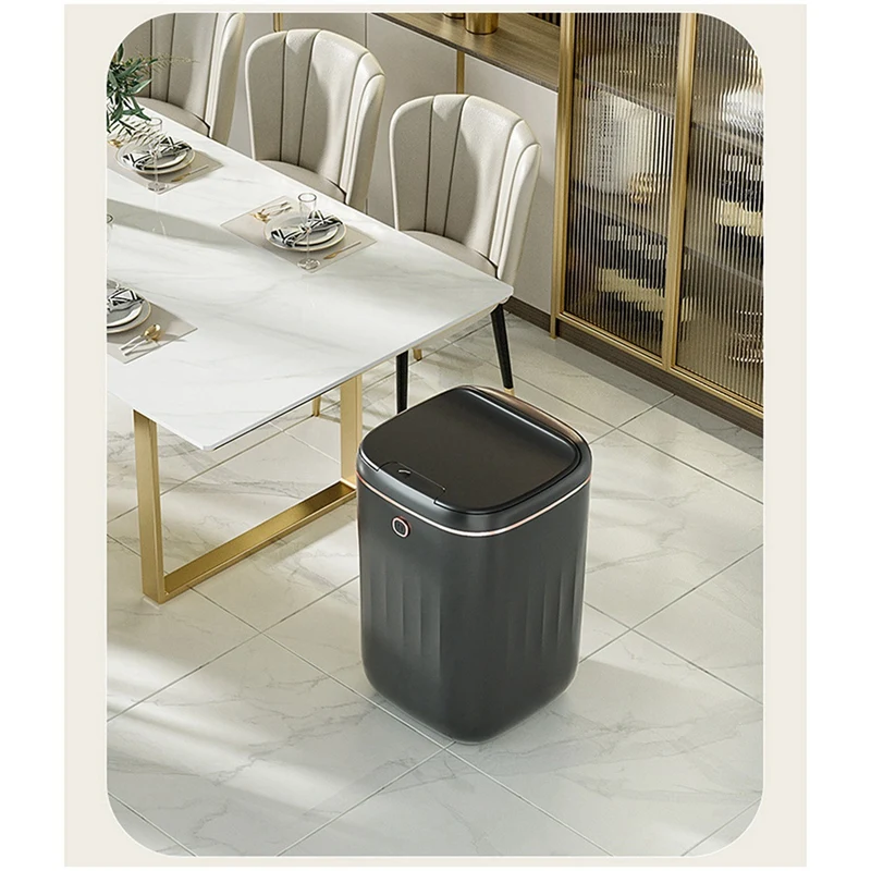 20L Smart Trash Can Automatic Sensor Garbage Can Waste Kitchen Bathroom Toilet Garbage Can -Black