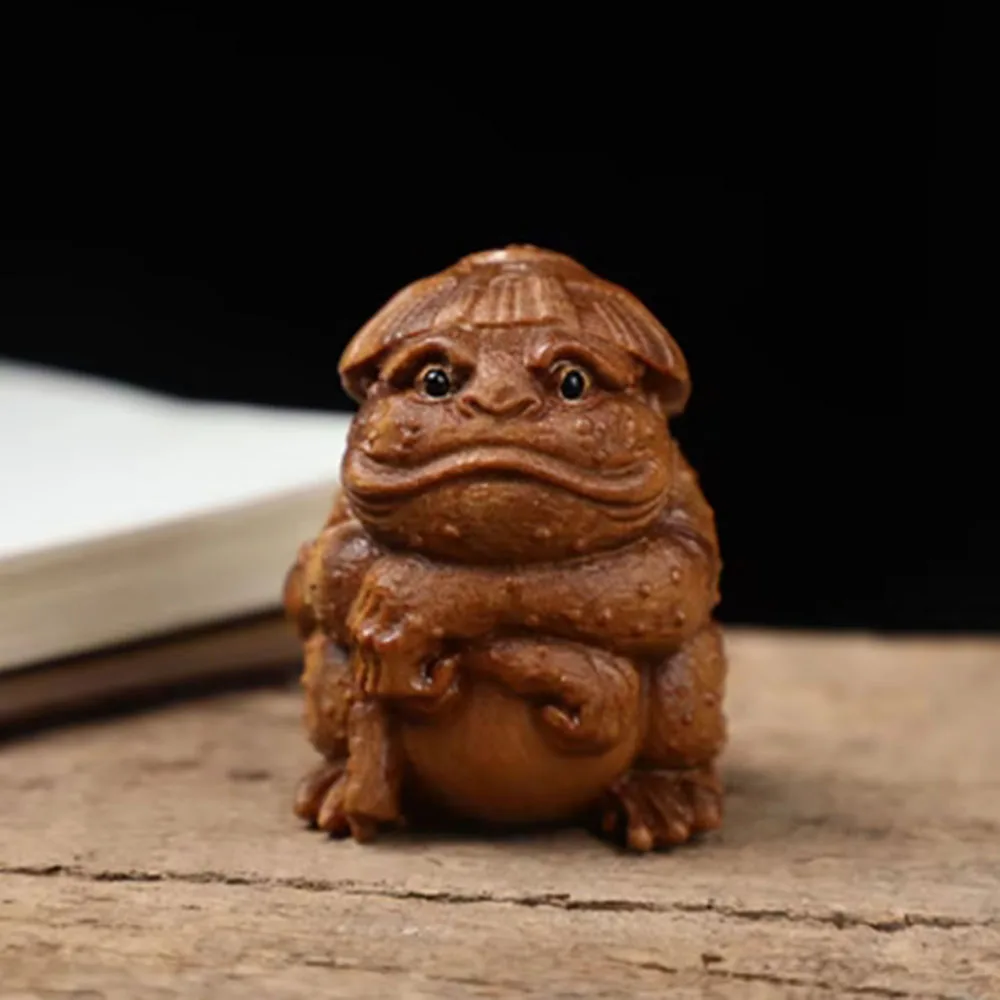 

JW220 - 5.5 CM Lovely Toad Frog Green Sandalwood Sculpture Mascot Animal Figurine Decoration Craft Gift Miniatur Ornaments