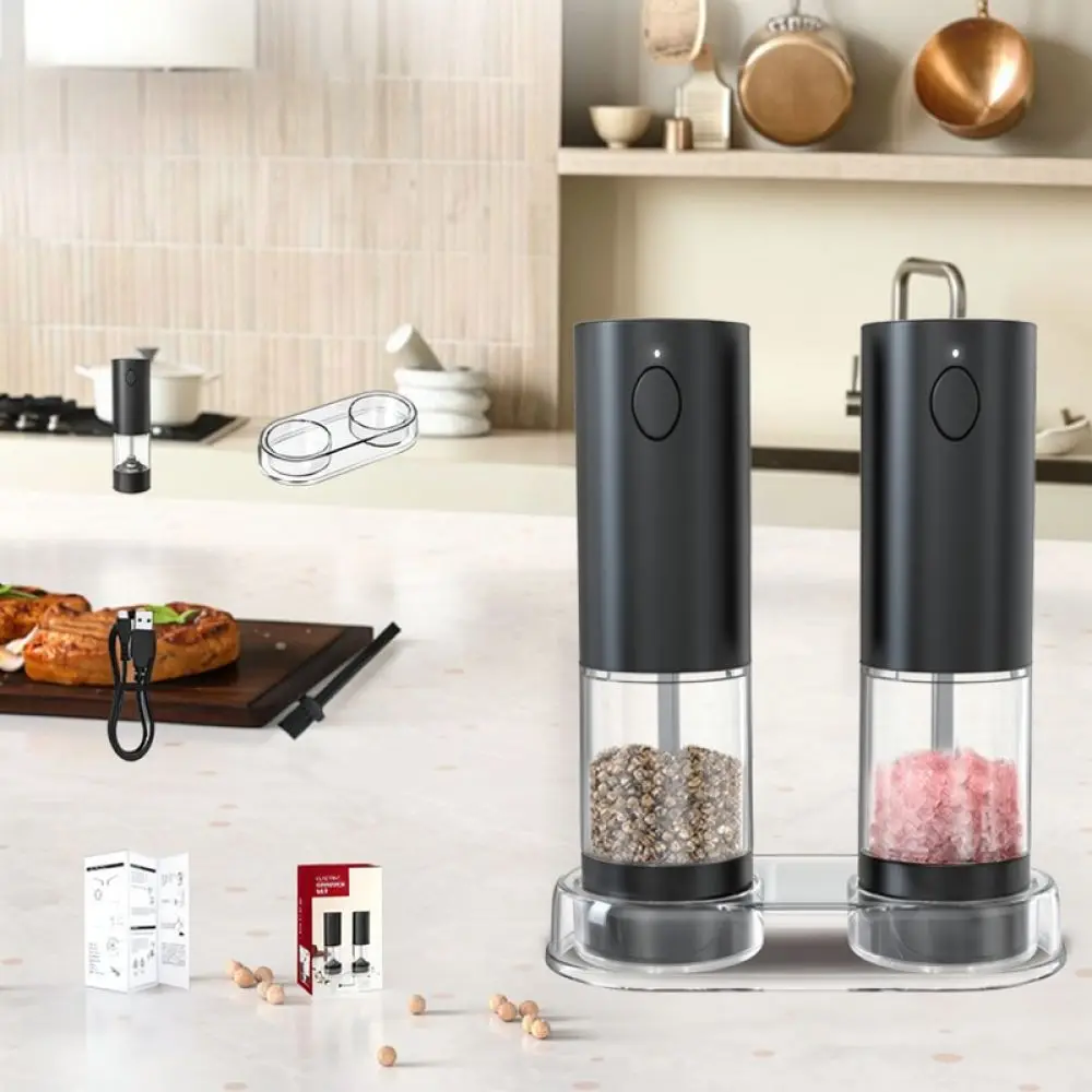 Automatic Stainless Steel Spice Mill Electric Salt Pepper Grinder Kitchen Gadgets Adjustable Cooking Seasoning Device Tool