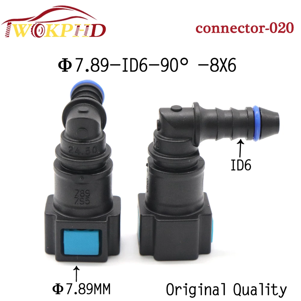 2pcs 7.89mm 7.89 ID6 90 degree Connector 5/16 Pipe Joint Universal Fuel Line Quick Female Connector Lengthened Fittings