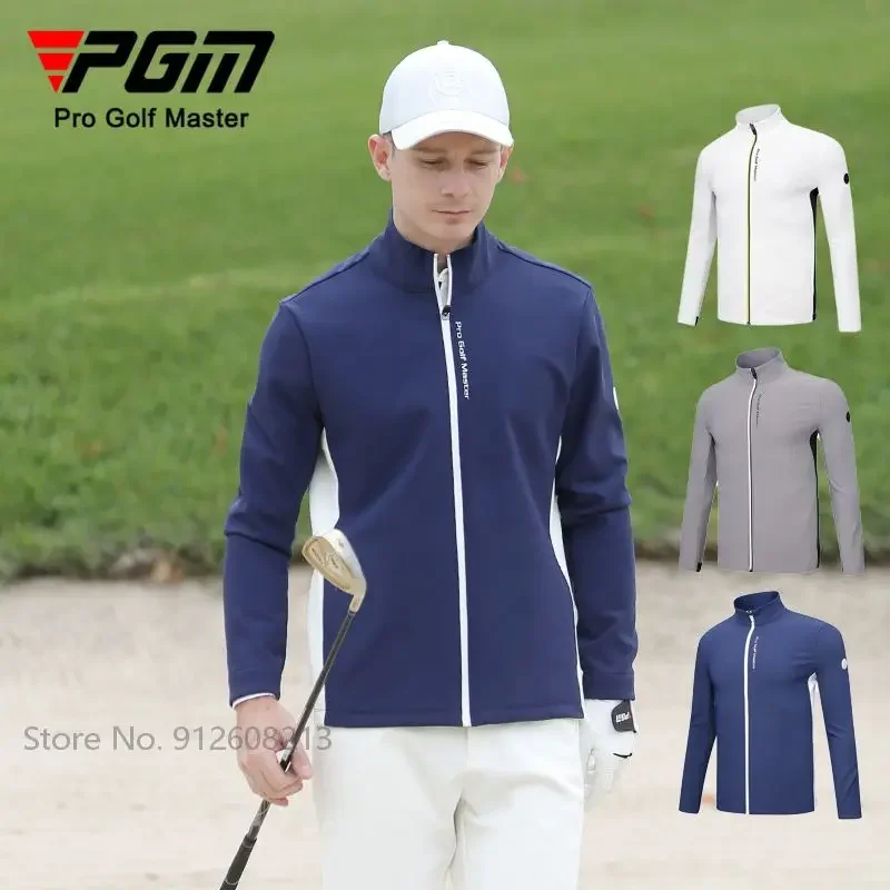 PGM Male Golf Jackets Full Zipper Sports Coat Men Keep Warm Golf Outwear Windproof Patchwork Windbreaker Man Casual Soft Tops