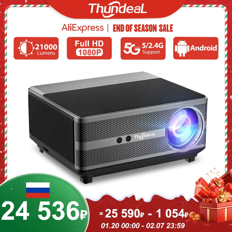 ThundeaL 1080P Projector WiFi Full HD Projector LED 2K 4K TV Video Movie Smart Phone Home Theater TD98 Beamer Cinema Big Screen