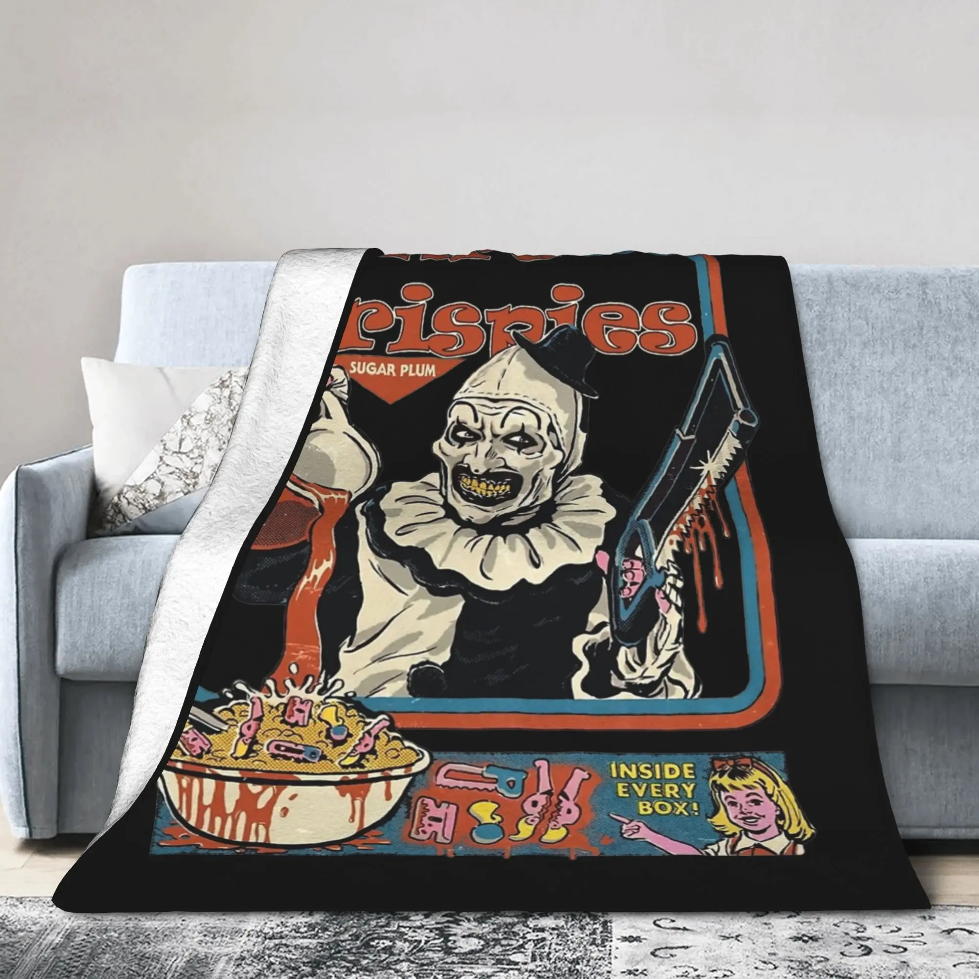 Art Crispies Terrifier Clown Blanket Fleece Decoration   Multifunction Warm Throw Blanket for Sofa Office Plush Thin Quilt
