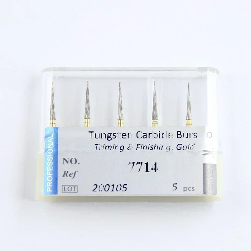 Dental Tungsten Finishing Carbide Burs FG 7714 Flat End Taper Dentistry Grinding Drills High Speed for Triming Dentists Tools