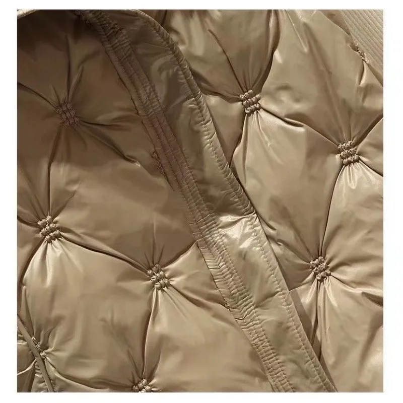 Chaleco de algodón para mujer, chaleco holgado con cuello levantado, acabado brillante, ropa de abrigo sin mangas sin lavado, chaleco cómodo y cálido para mujer