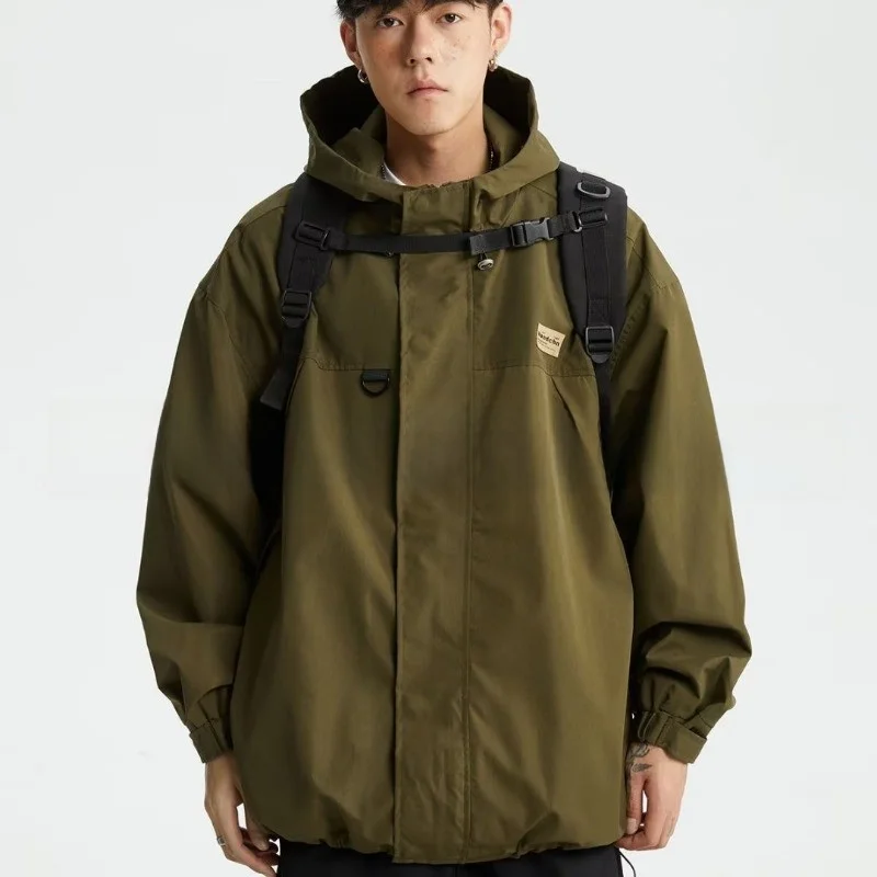 

Loose Fit Men's Jaet Spring Autumn New Sle plus Size Workwear American Sle Trendy Fce Lined Windproof Zipper Decorated