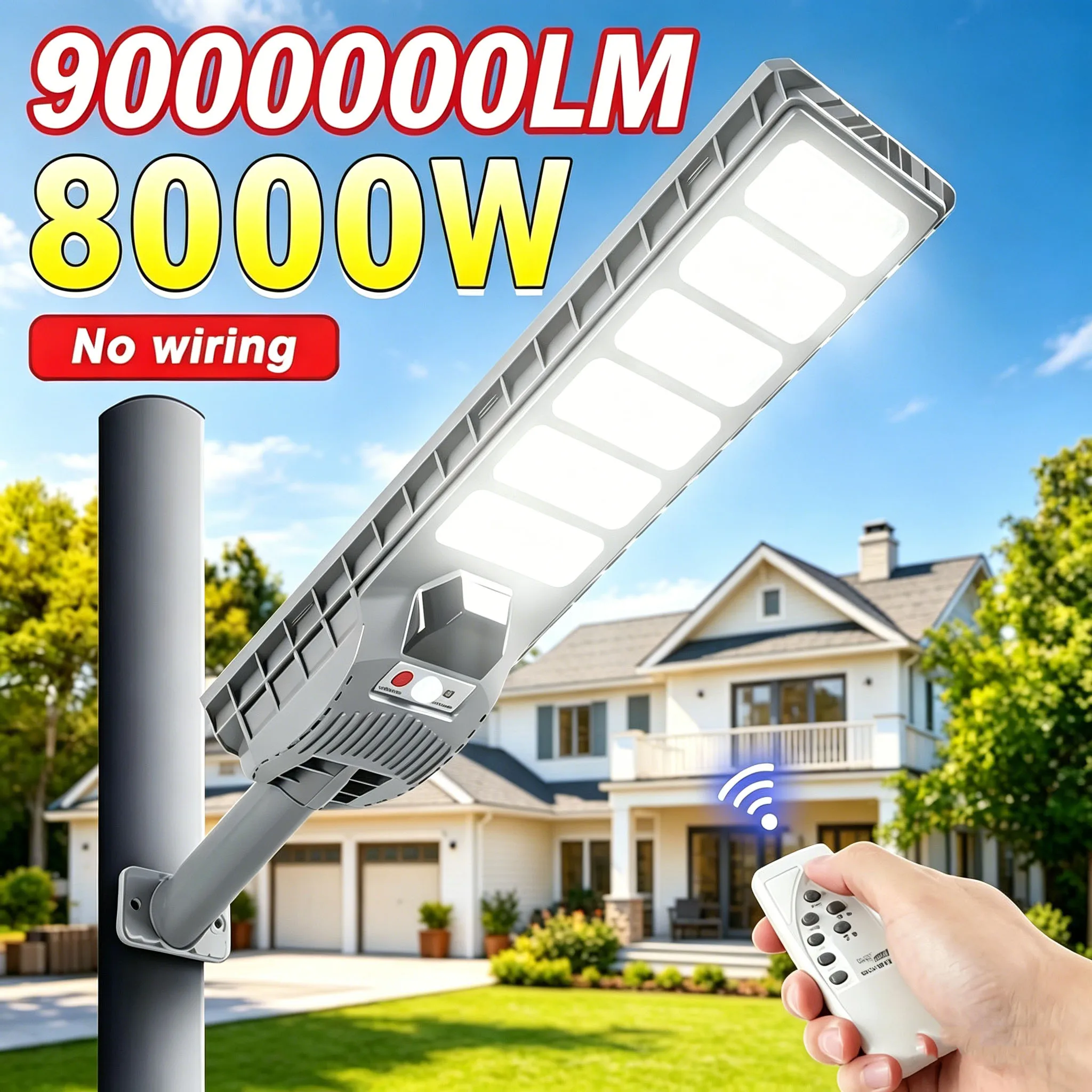 

9000000LM 8000W/4000W/3000W/500W Solar Lights Outdoor Waterproof Solar Lamp Floodlight Motion Sensor Garden Street Wall Lamp