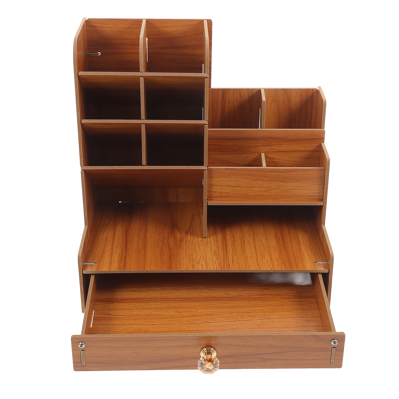 

Wooden Desk Organizer Storage Box Pen Holder Compartment School Office Stationery Rack Cherry Wood Multifunctional