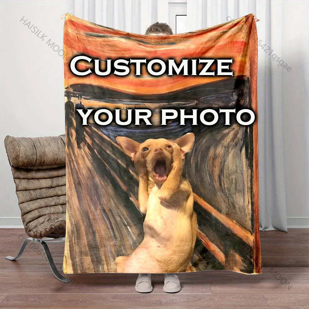 

Customized Blanket, Custom Brand Pictures, Photos, Classic Animation, Character Name, Text, 6 Sizes Optional, Super Soft Fluffy