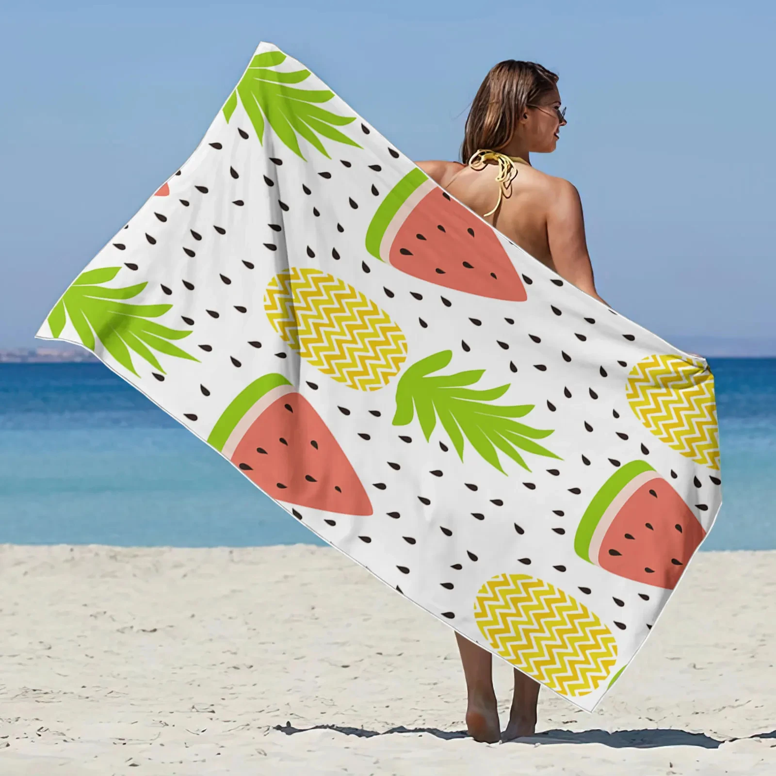 

Water Absorbent Quick Drying Fruit Watermelon Print Beach Towel Sun Shawl Yoga Towel Swimming Running Quick Drying Towel