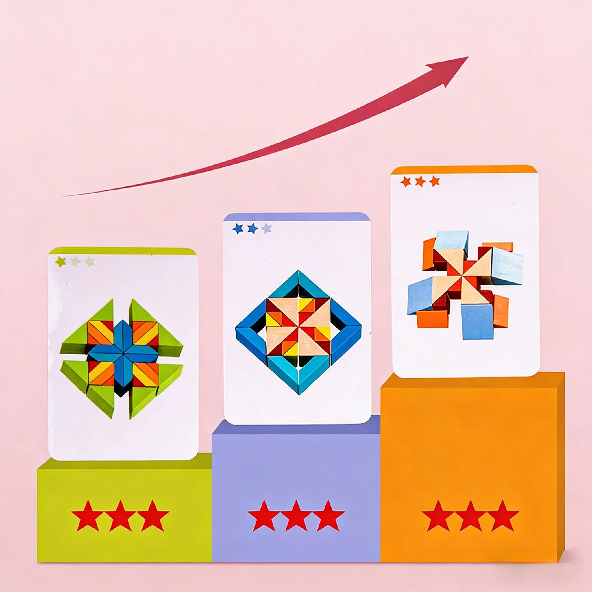 3D 공간 논리 나무 퍼즐 - 48개 창의적 블록 어린이 두뇌 훈련 장난감 모양 맞추기 몬테소리 게임 3세 이상