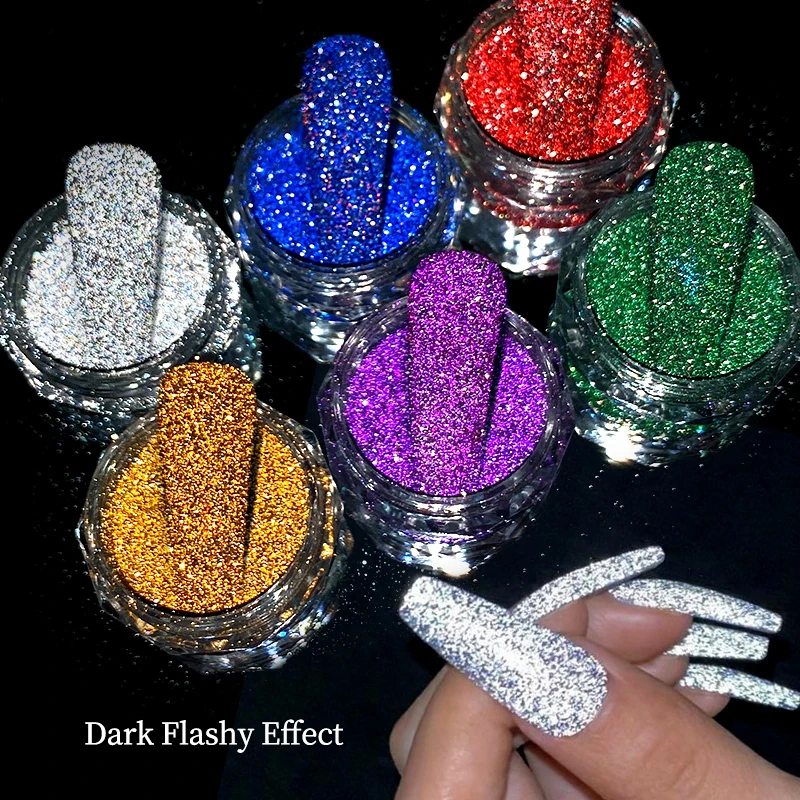 1Box Reflective Nail Glitter Powder For Nails Iridescent Flakes Sequins Pigment Dust Sparkly Flash Disco Polish Gel Dust Chrome