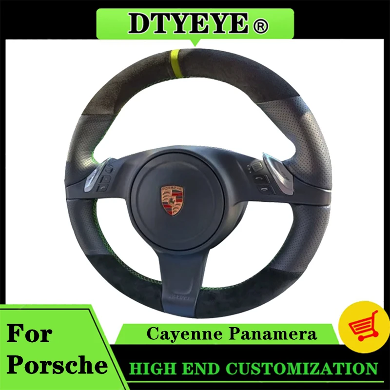 

Customized Car Steering Wheel Cover For Porsche Cayenne Panamera Suede Genuine Leather DIY Original Steering Wheel Braid