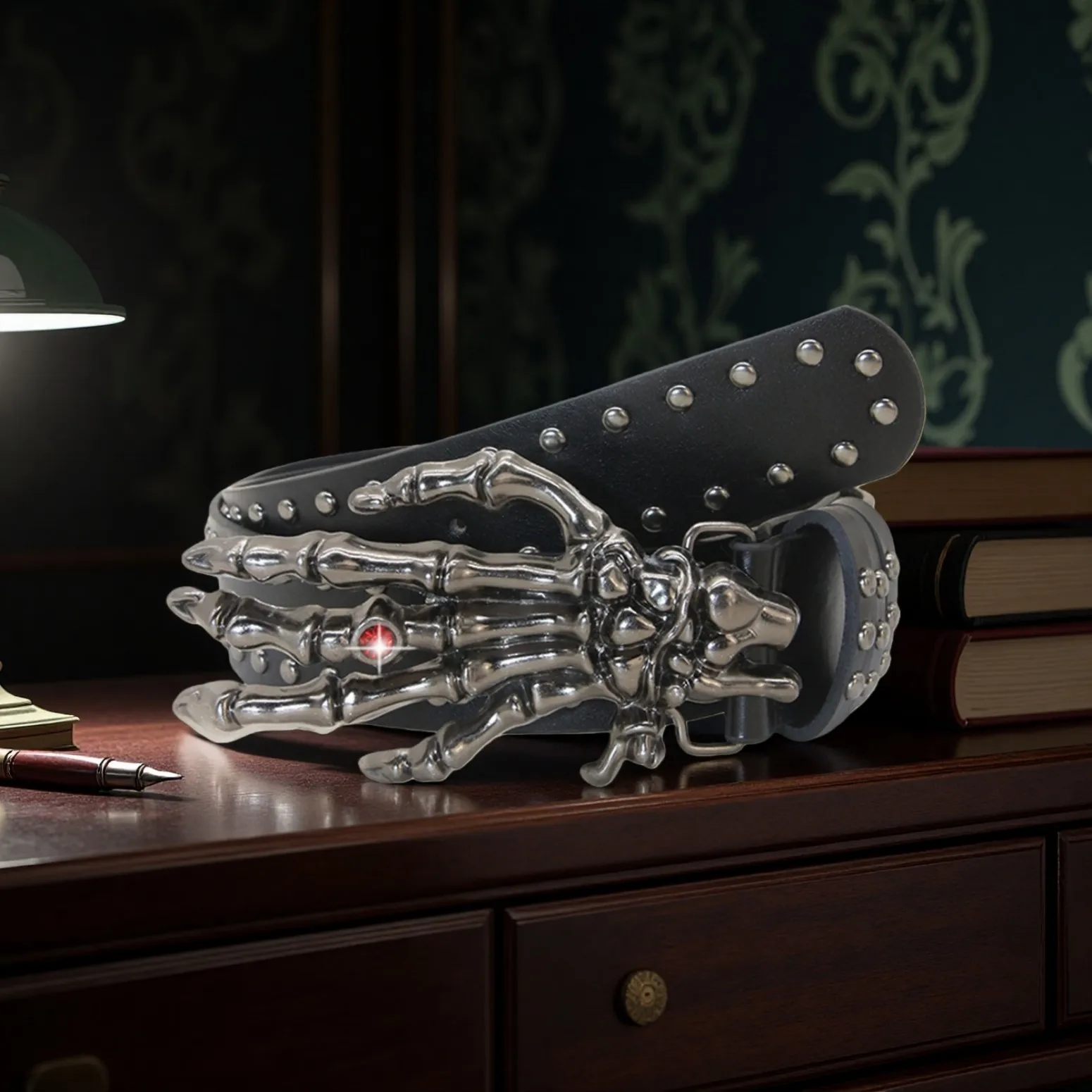 

2026 Новый мужской и женский универсальный модный дизайнерский ремень в стиле хип-хоп, панк, уличная мода, ремень с заклепками и скелетом