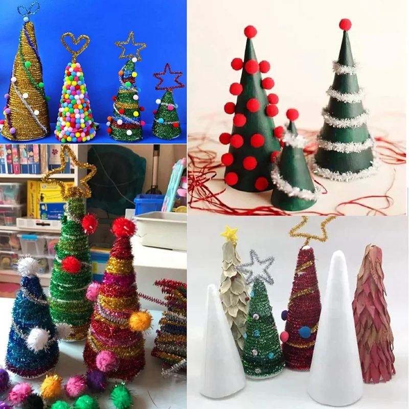 Confezione da 24 coni per alberi in schiuma schiuma a forma di coni per arti, mestieri, albero di natale, scuola, progetto artigianale fai da te