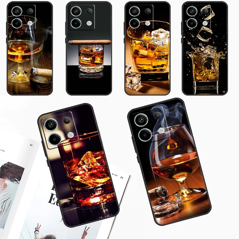 Cigar Whiskey Ice Drink Phone Case For Redmi Note 13 9 10 11 12 Pro Plus 10S 11S 12S Redmi 12 9C 10C 12C 13C Cover