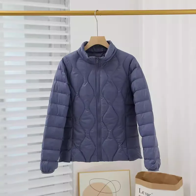 Abrigo de plumón de pato blanco ligero y fino para mujer, Parkas cálidas con cuello de satén, chaqueta de plumón de talla grande, prendas de vestir cortas de otoño e invierno