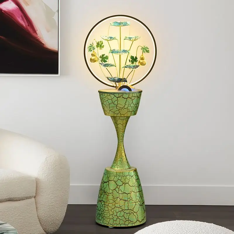 Wrought iron flowing water ornament, circulating water to attract wealth, living room entrance water feature, indoor humidifier