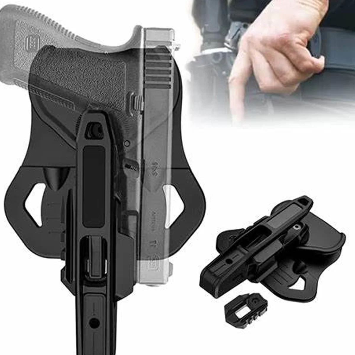 

Tactical Fullsize OWB Holster for All Double Stack GLOCK P80 S&W Springfield H&K CZ 9mm .40 .357 Pistols Have an Integral Rail