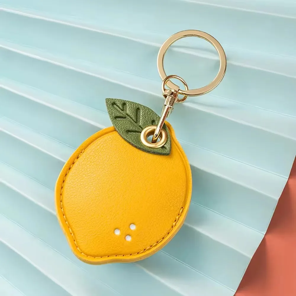 Cute Strawberry Lemon Case for Apple Airtag Protection Cover PU Leather Pendant GPS Anti-lost Keychain Case Pet Dog Cat Collar