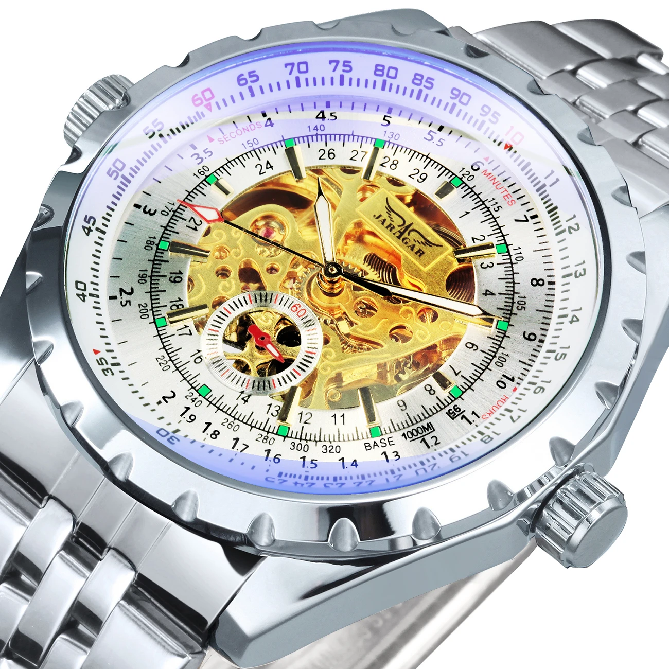 JARAGAR Fashion Mens Watches Top Brand Luxury Skeleton Automatic Mechanical Watch for Men Steel Leather Band Business Wristwatch