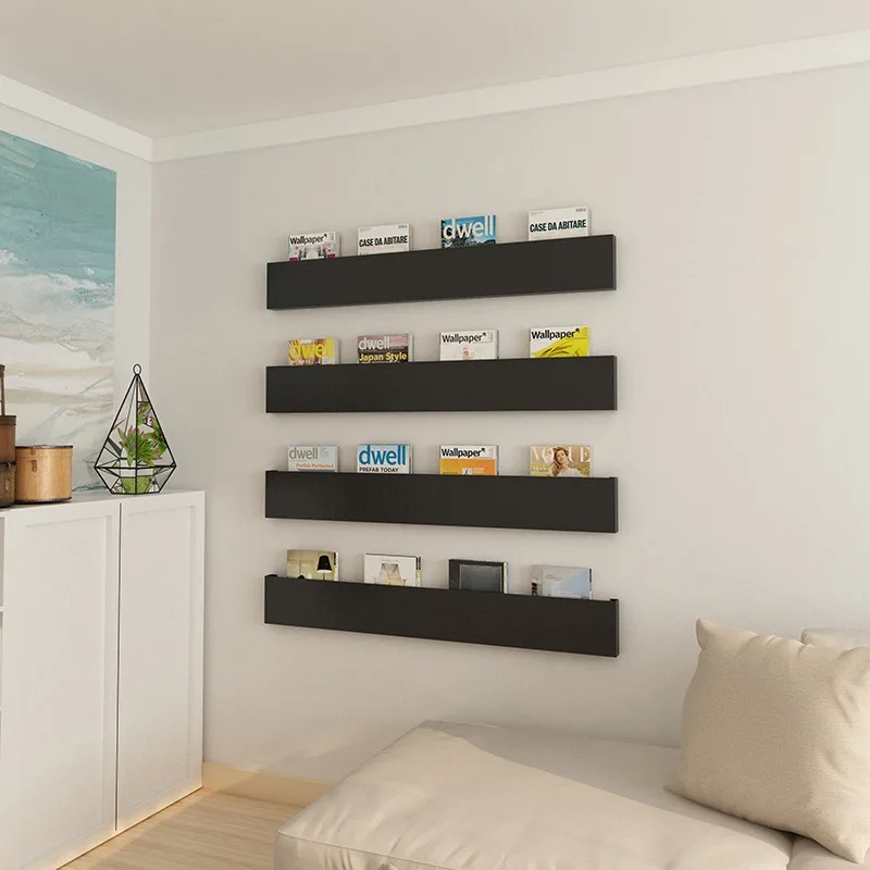 Wrought iron wall hanging baffle shelf, simple creative bookshelf bookshelf newspaper shelf 2