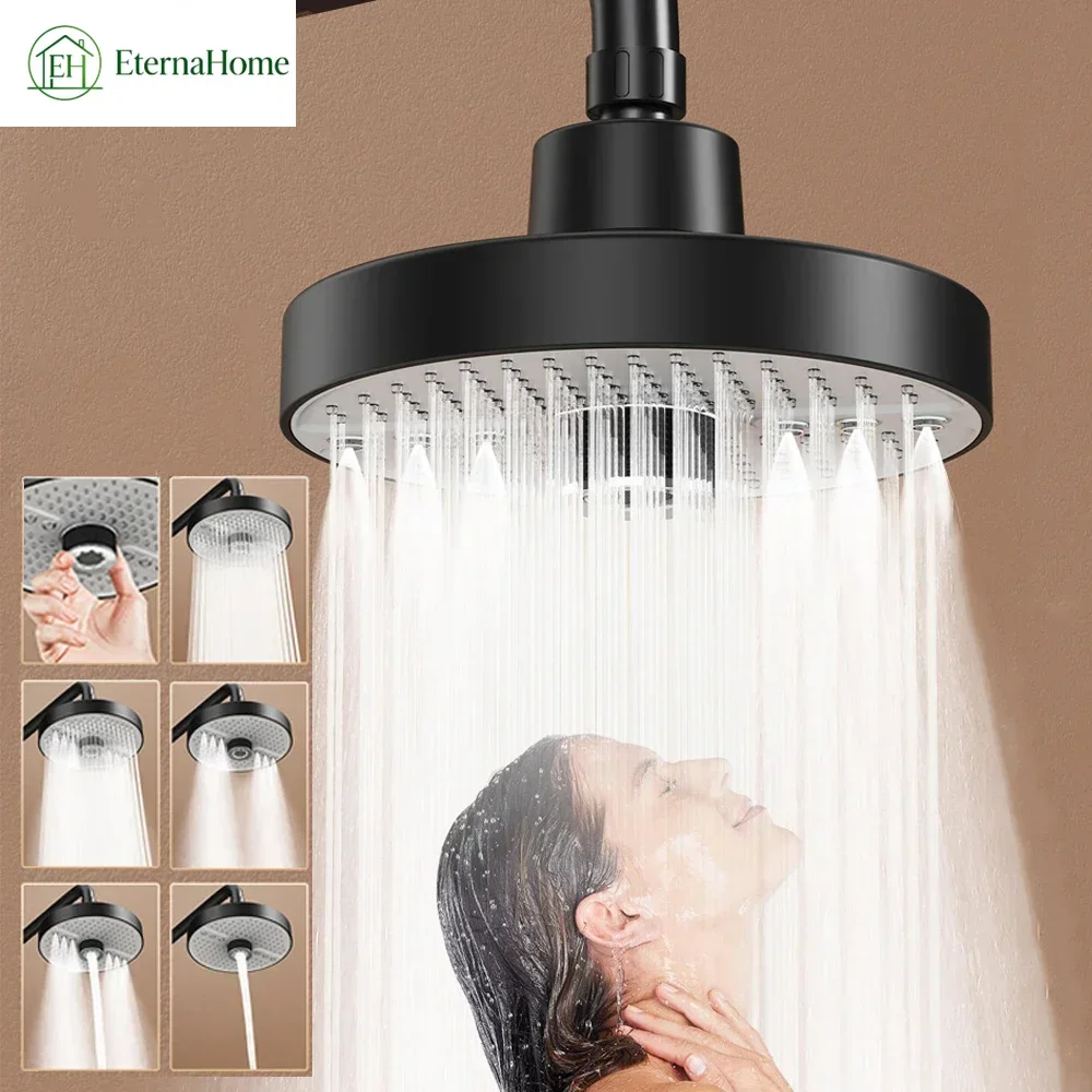5 Modes Shower Head with High Elastic Silicone Nozzles Knob Adjustable Large Water Flow Shower Head Home Bathroom Accessories