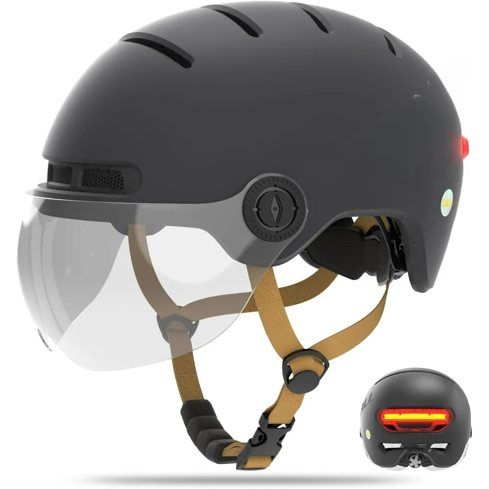 Smart Bike Helmet with LED Lights & Removable Visor, NTA8776 E-Bike Certified, Bike Helmet with Fall Detection