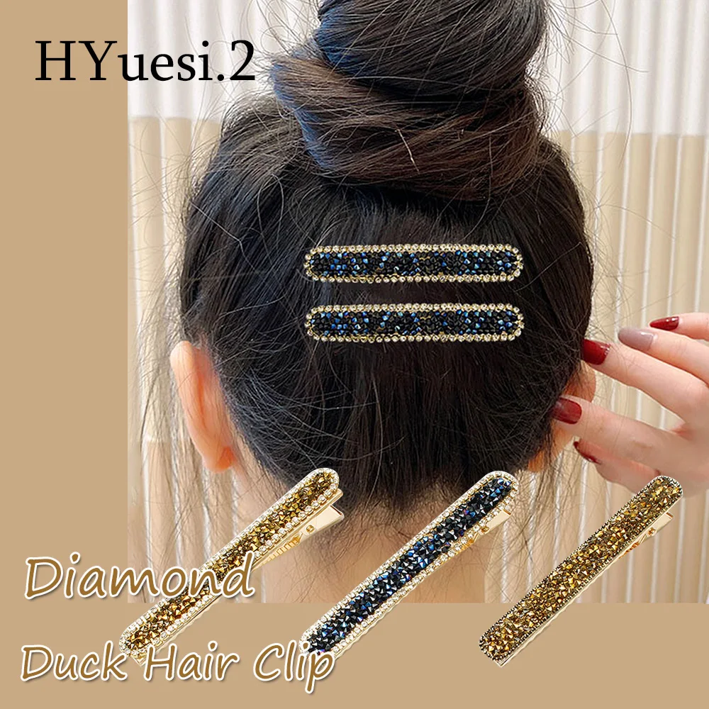 Luxury Crystal Rhinestone Duckbill Hair Clips Fashion Women Girls Pearl Alligator Hairpins Side Bangs Barrettes Hair Accessories