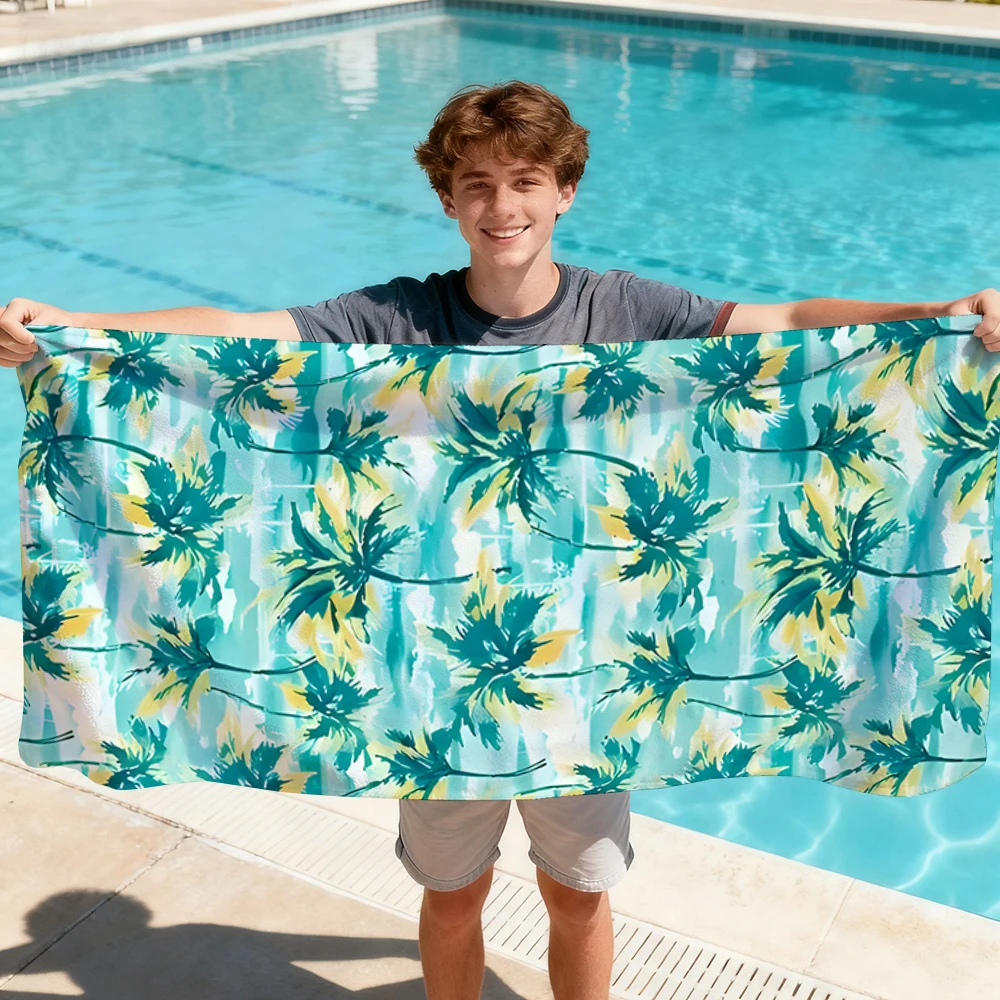 Toalla de playa con diseño de palmera en acuarela, toallas de baño para el cuerpo, sauna, viajes, spa, accesorios de baño, playa, camping, picnic