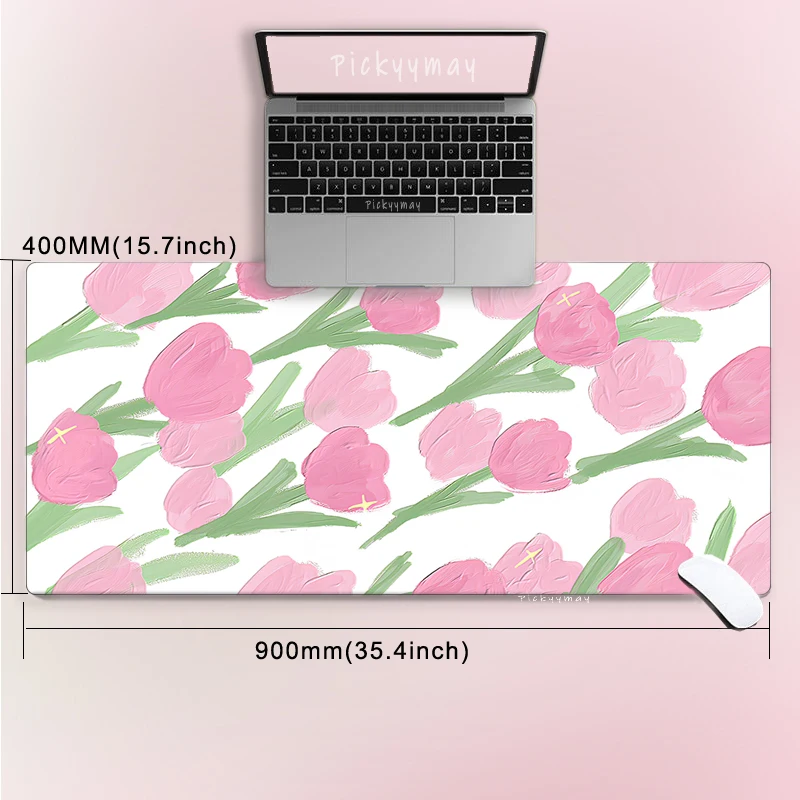 

Cute Mouse Pad Large Pink Flower Table Computer Mousepad Soft Mause Pad Keyboard Student Desk Mat Kawaii Office Accessories