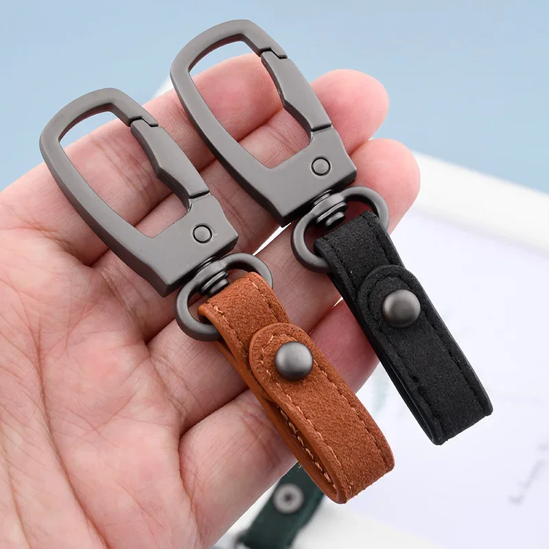 Genuine Leather Keychains Handmade Car Keyring Holder Organizer Detachable Hang Rope Key Ring Car Interior Accessories