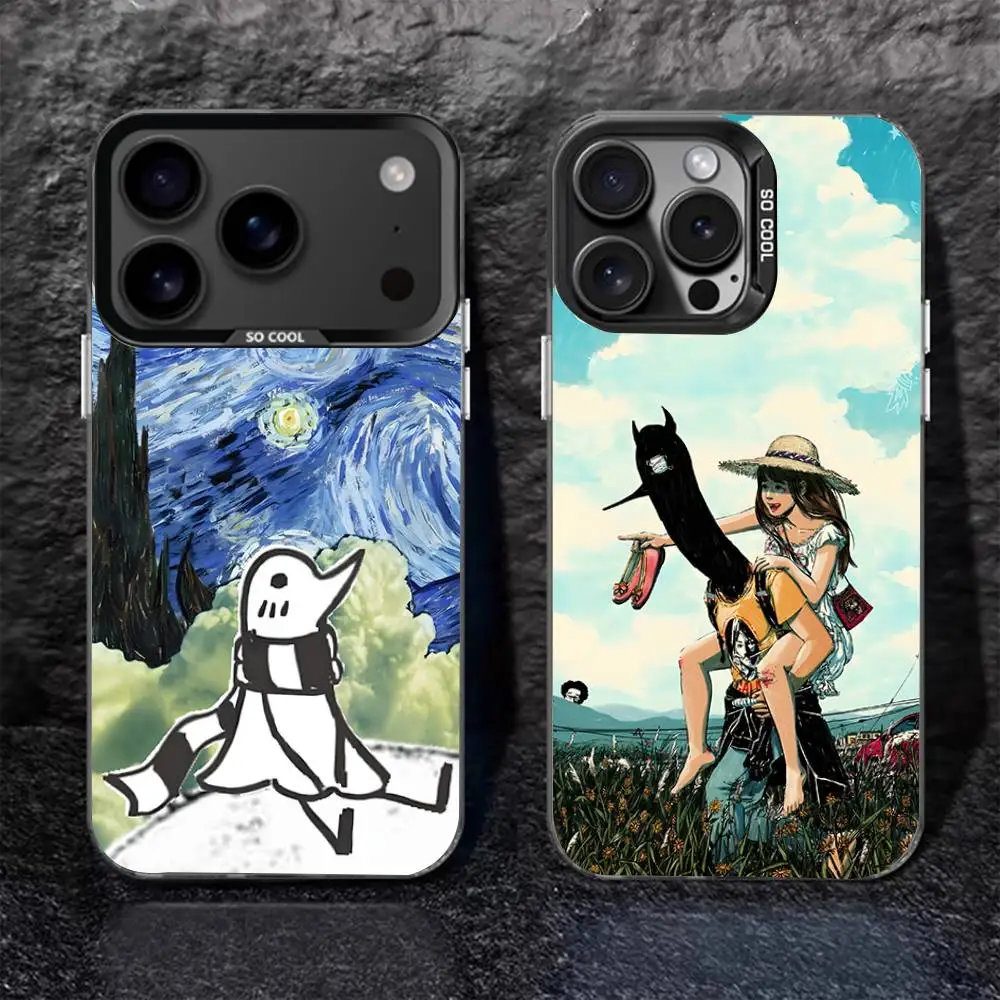 

G-Goodnight P-Punpun For iPhone 17,16,15,14,13,12,11,Pro,MAX Black Candy Matte Cover