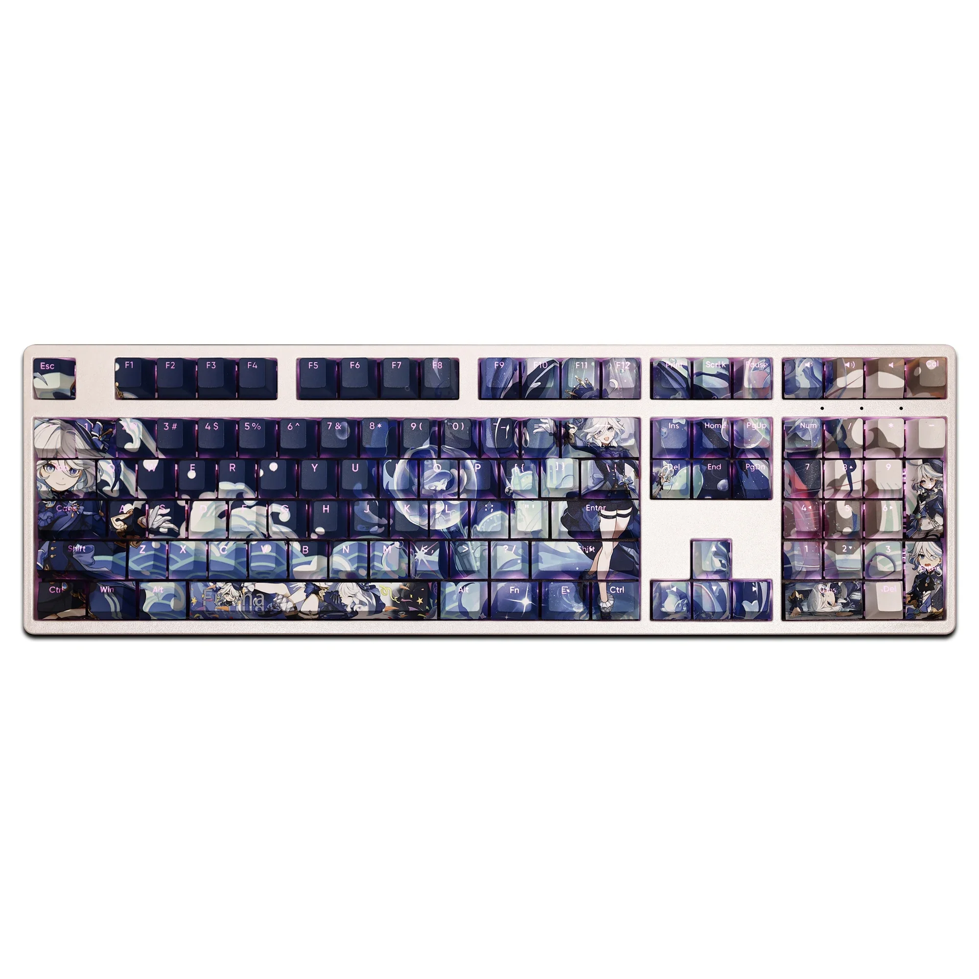 Furina 108 Keycaps Genshin Impact Game PBT DYE Sublimation Light Transmitting Cherry Switch Cross Key Cover Mechanical Keyboard
