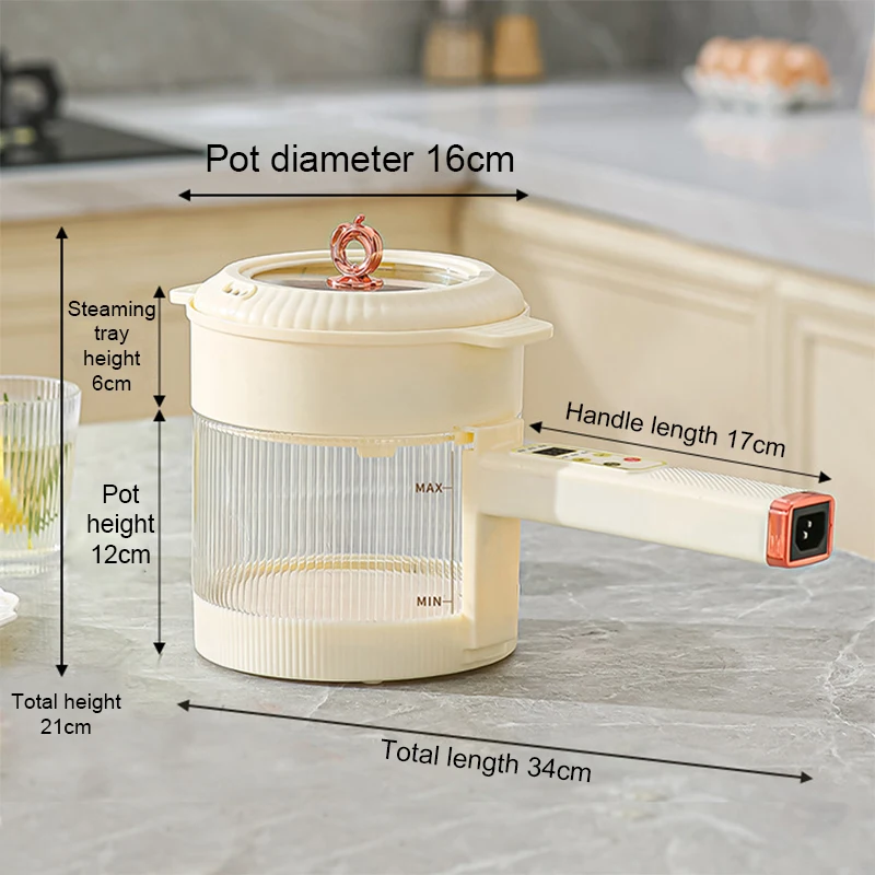 Inteligentne Mini elektryczne urządzenie do gotowania ryżu Makaron Patelnia Podgrzewacz Kubek Śniadanie Jajko Omlet Patelnia Owsianka Zupa Gulasz