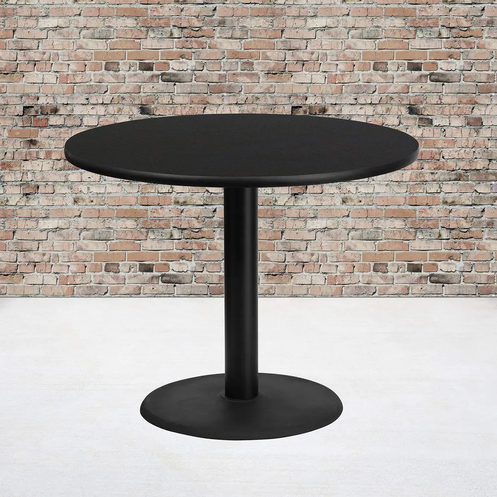 Stiles 36 Round Black Laminate Table Top with 24 Round Table Height Base